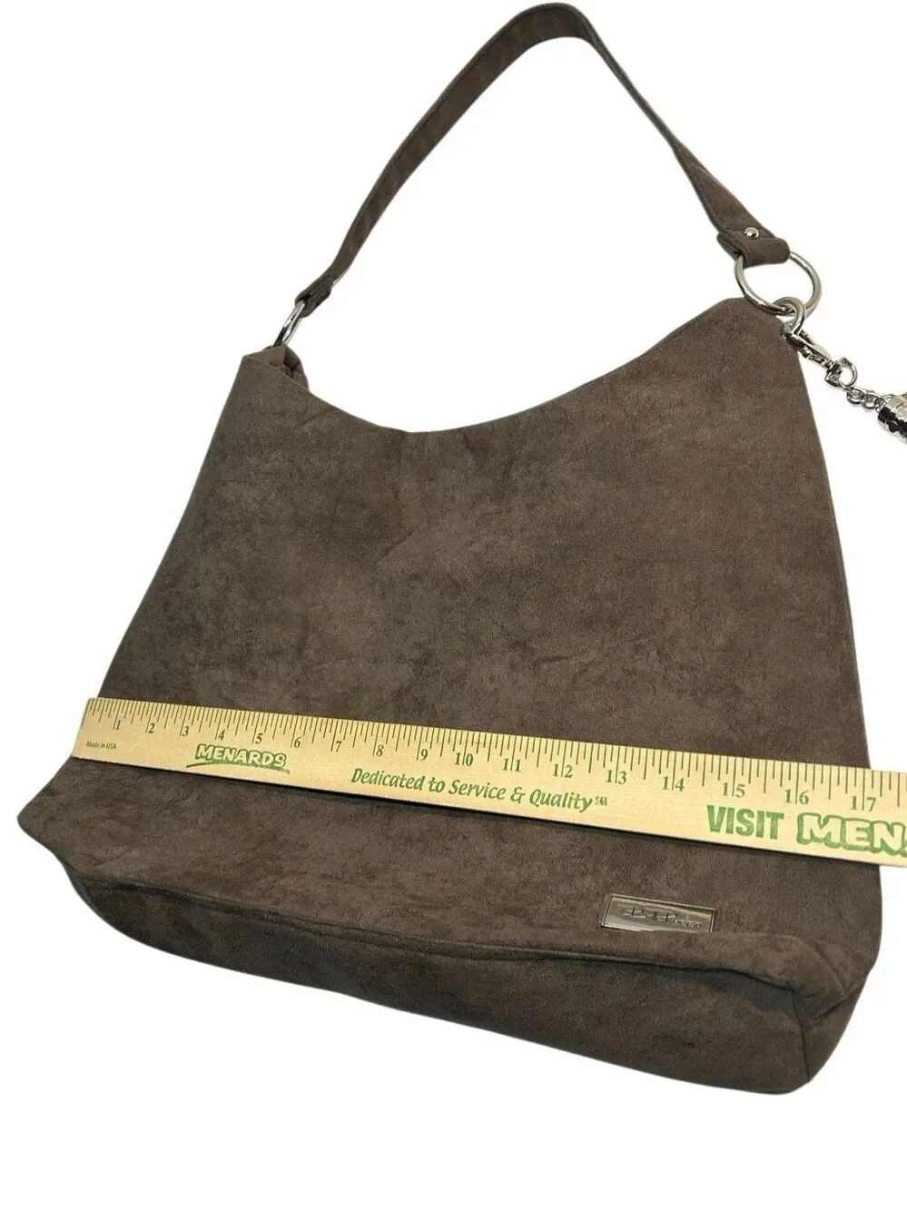 Bella Russo Brown Faux Suede Hobo Bag Tassel Charm Paisley Lining Shoulder Handb